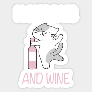 I Love Cats And Wine Cat Lover Wine Lover Sticker